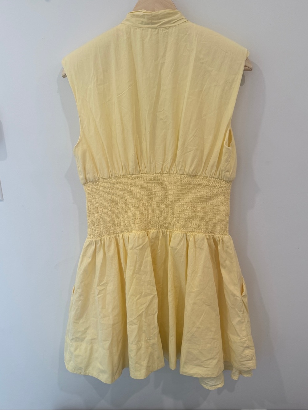 Anthropologie Tommie Dress Size M Pale Yellow Zip Front Cotton Mini Dress Pickle - Picture 4 of 7